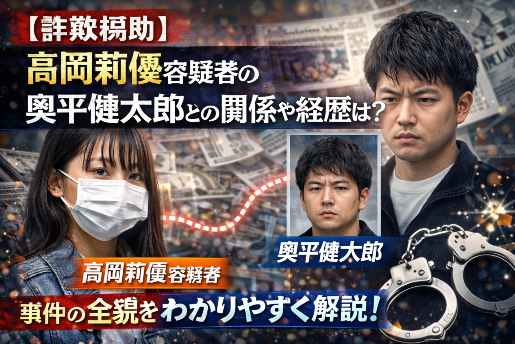 【詐欺幇助】高岡莉優容疑者の奥平健太郎との関係や経歴は？事件の全貌をわかりやすく解説！
